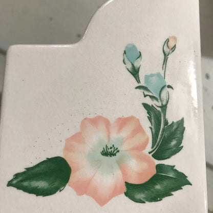 Floral, Butterfly, Porcelain Recipe Box, Vintage 1970s, Kitchen Collectible