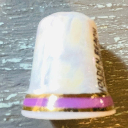 Thimble, Holden Beach, North Carolina, Porcelain, Gold-tone Trim, Collectible Sewing Notion