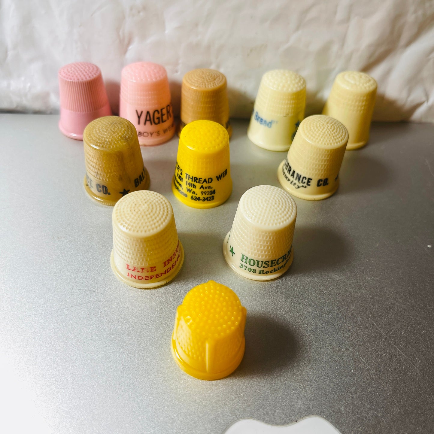 Thimble, Set Of 10 Vintage Plastic Collectible Sewing Notions, See Description*