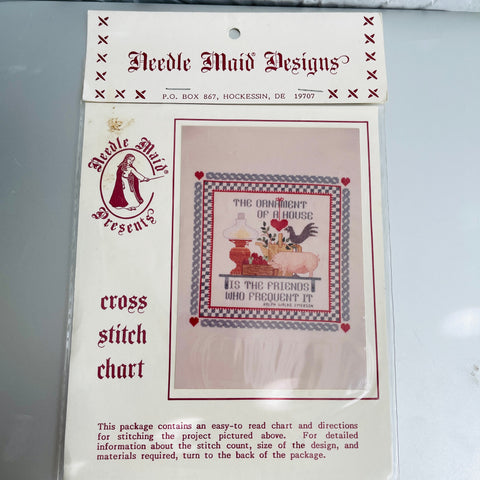 Needle Maid Designs, NMC-45, Second Friendship Pillow/Square, Counted Cross Stitch Design Chart