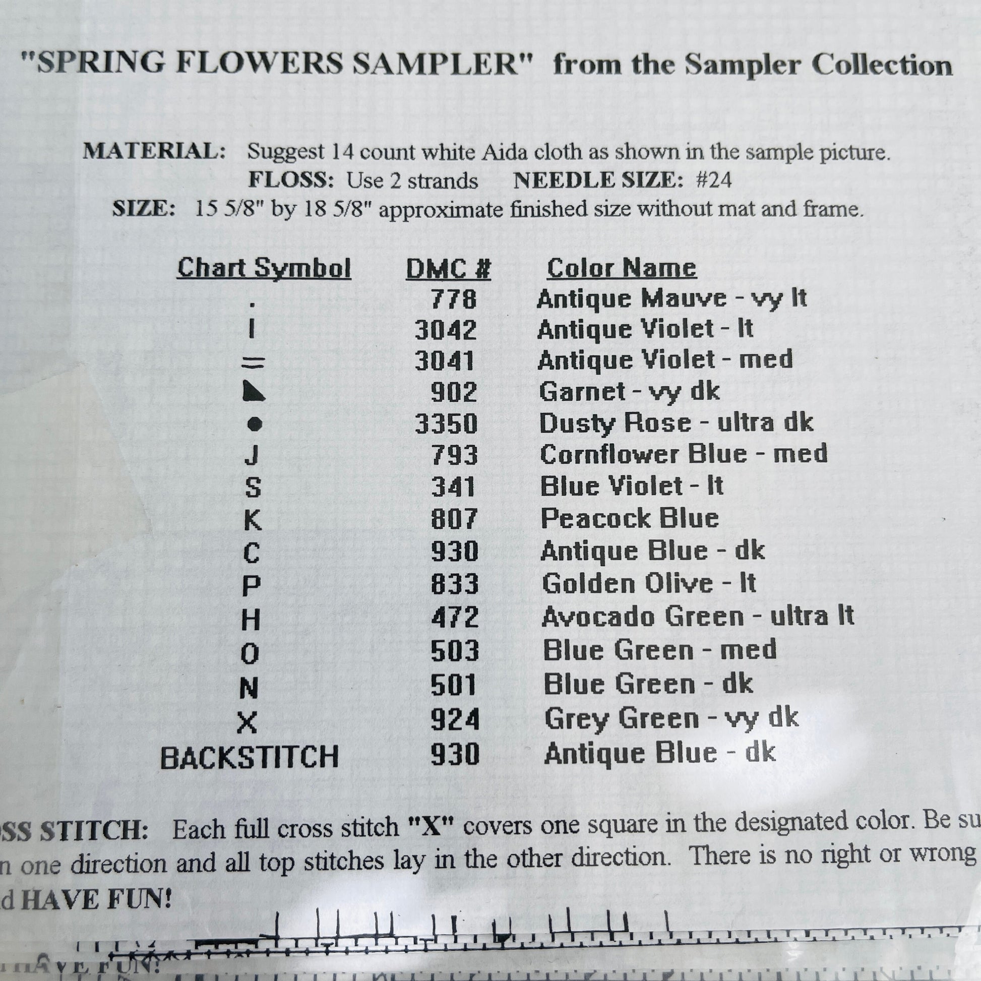 Simple Elegant Designs, Spring Flowers Sampler, Counted Cross Stitch Design Chart