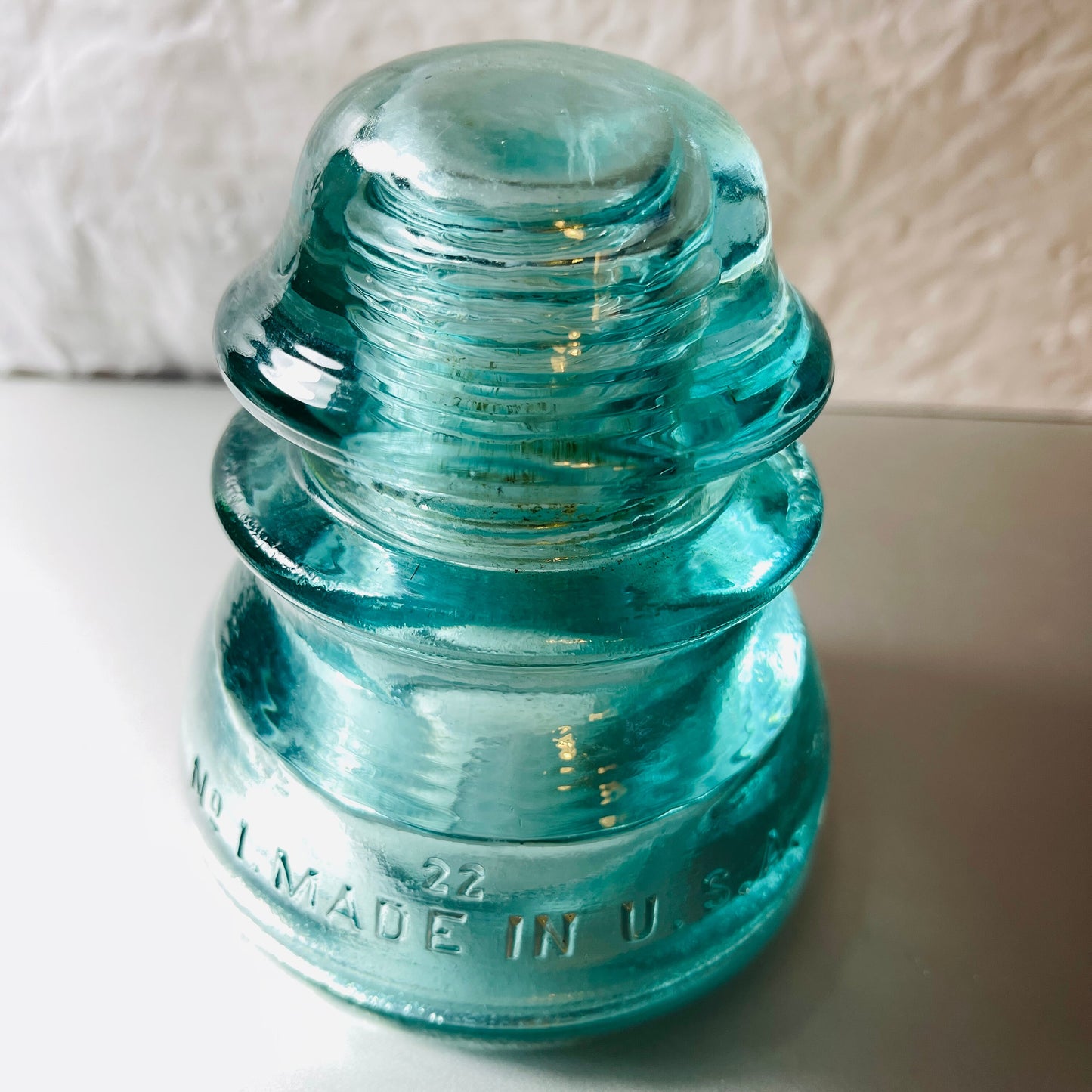 Whitall Tatum Co., USA Electric Blue Glass, Insulator, Vintage Power Line Insulator in mint condition
