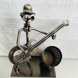 Guitar Player, Metal Hardware Parts Sculpture, Vintage Art Collectible Figurine