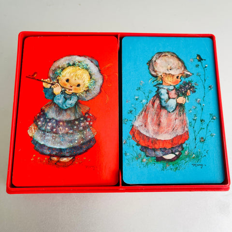 Hallmark, Little Lassies, Bridge Playing Cards, two decks, Plastic Coated , Vintage cards