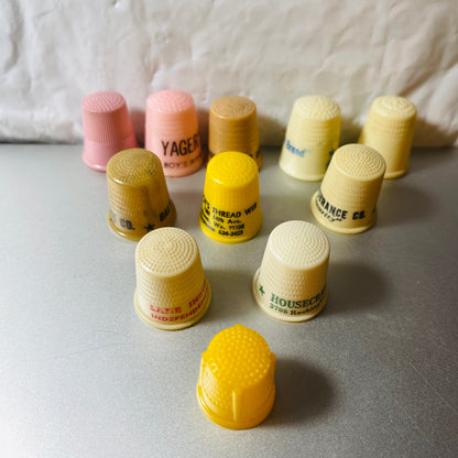 Thimble, Set Of 10 Vintage Plastic Collectible Sewing Notions, See Description*