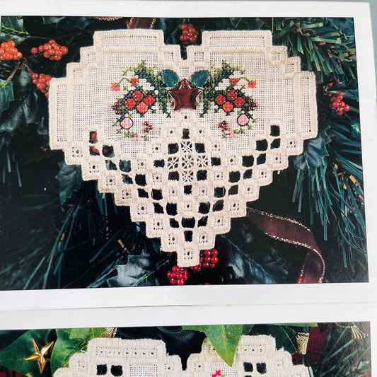 Cross N' Patch, Set of 3, pattern charts vintage 1990s, with 4 inch plastic hoop, see description*