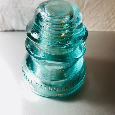 Whitall Tatum Co., USA Electric Blue Glass, Insulator, Vintage Power Line Insulator in mint condition