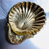 Seashell in Gold-tone Metal Vintage Jewelry/Trinket Dish, Decorative Collectible
