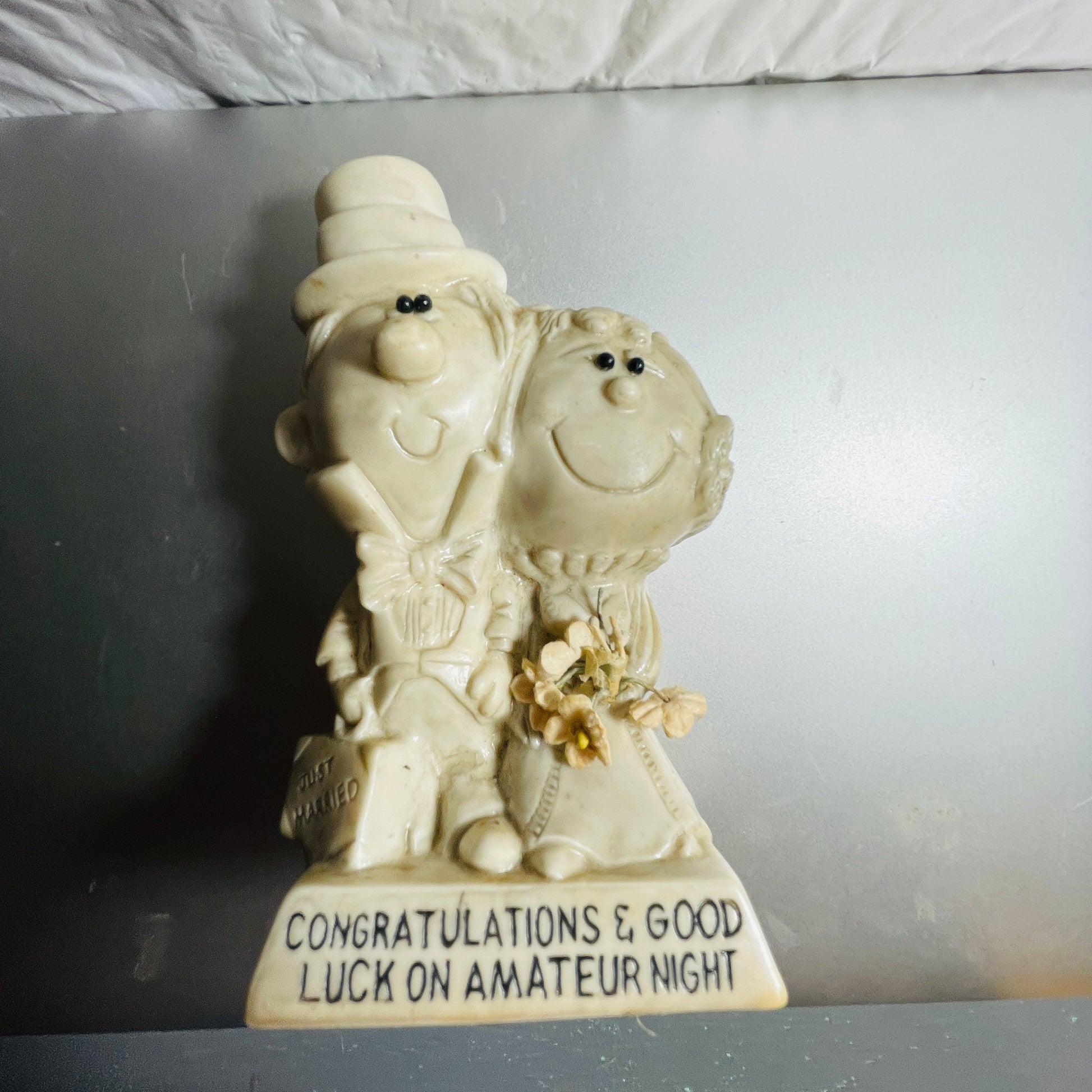 Just Married, Congratulations & Good Luck On Amateur Night, Vintage 1970, Collectible Figurine