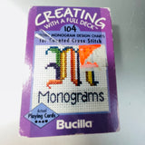 Bucilla, Monogram playing cards, Vintage 1999, counted cross stitch pattern cards