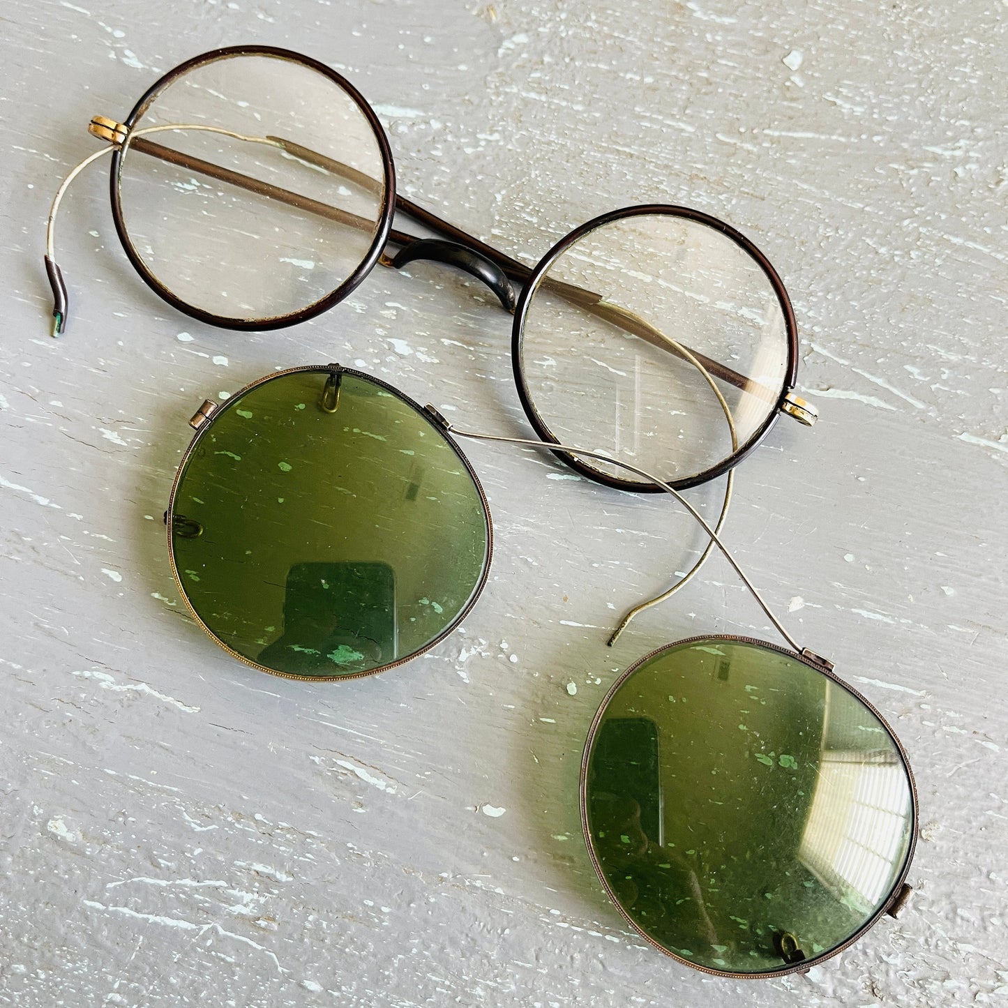 Clip On Old Fashioned Round Eyeglasses Vintage Round Magnetic Clip
