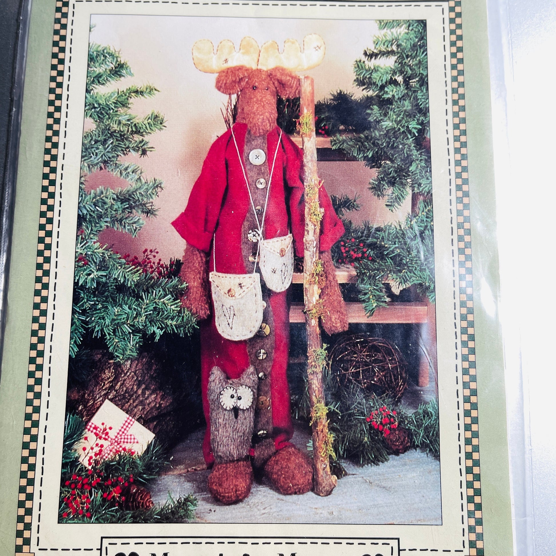 Vanilla House, Mountain Moose, 28 Inches with Owl friend, Vintage 1997, Sewing Design Pattern