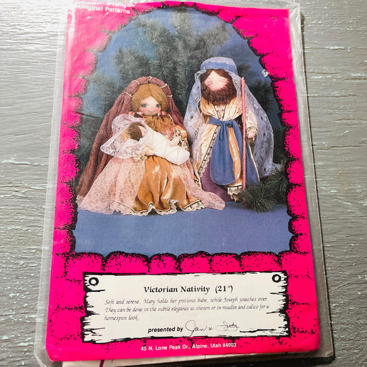 Jan & Judy, Victorian Nativity, Vintage 1985, 21 Inch Stuffed Dolls, Sewing Design Pattern