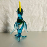 Beautiful Clear Blue Miniature Art Glass Parrot, Vintage Decorative Figurine