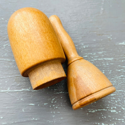 Hollow Wooden Sock Darning Form, Splits Open To Keep Needles Etc. Inside Rare Vintage Knitting Notion Collectible