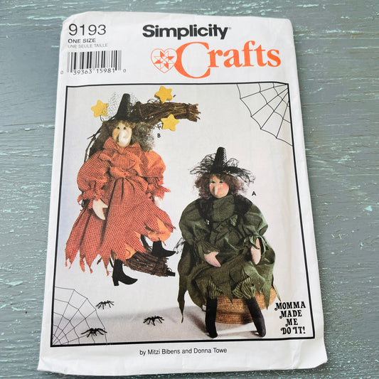 Simplicity 9193, Witches, Halloween, Vintage 1994, Sewing Patterns Pack
