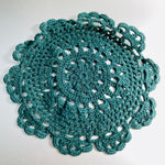 Crocheted Dollies, Set Of 2, Hunter Green, 7 Inch Round