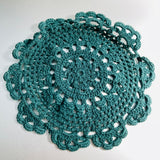 Crocheted Dollies, Set Of 2, Hunter Green, 7 Inch Round