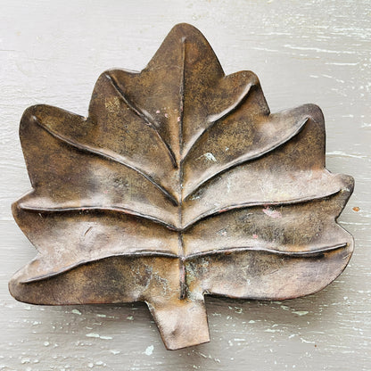 Nice Leaves, Set Of 2, Forge Stamped Metal Dishes/Trays, Vintage Decorative Collectibles