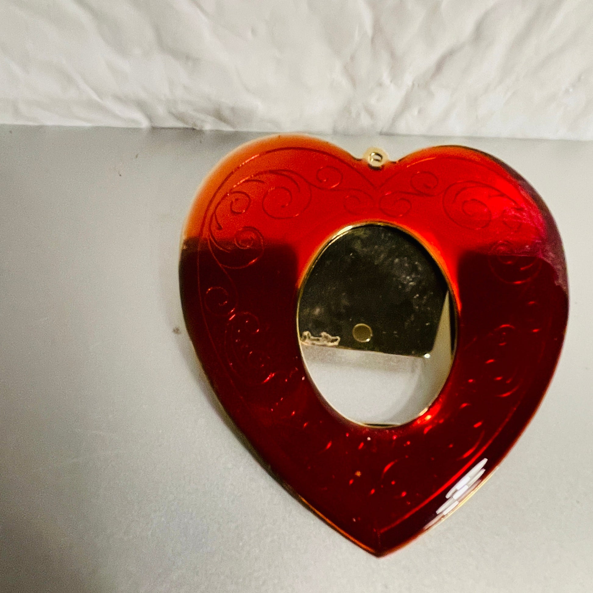 Teddy Bear Or Red Heart, Choice of Gold-Tone Metal Mini Picture Frame Ornaments with Stand