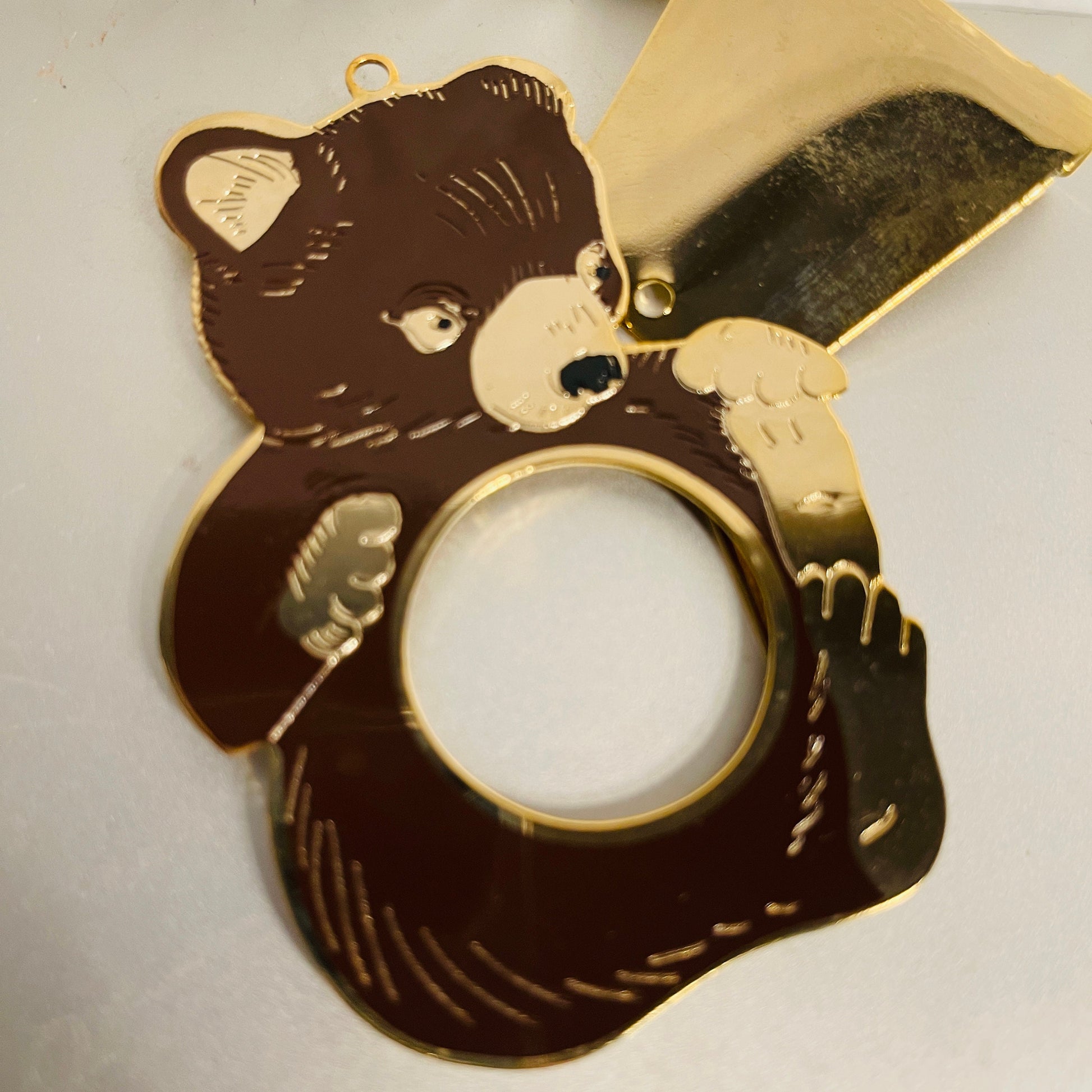 Teddy Bear Or Red Heart, Choice of Gold-Tone Metal Mini Picture Frame Ornaments with Stand