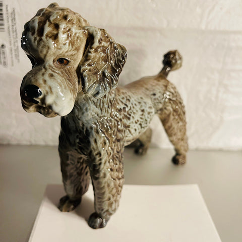 Goebel, Gray Poodle, CH 620, Vintage 1968, Porcelain, Collectible Figurine, 7.5 By 6.5 By 2.5 Inches