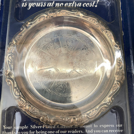 Readers Digest, Set Of 2, Silver Plated Coasters, Vintage, Advertising, Collectibles