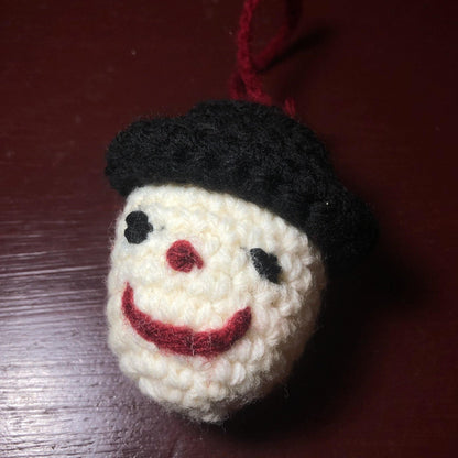 Hand Knitted Snowman Head Ball Ornament