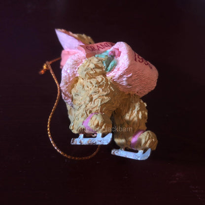 Grandmother For You 1993, Cat in a Pink Bonnet on Ice Skates Ornament