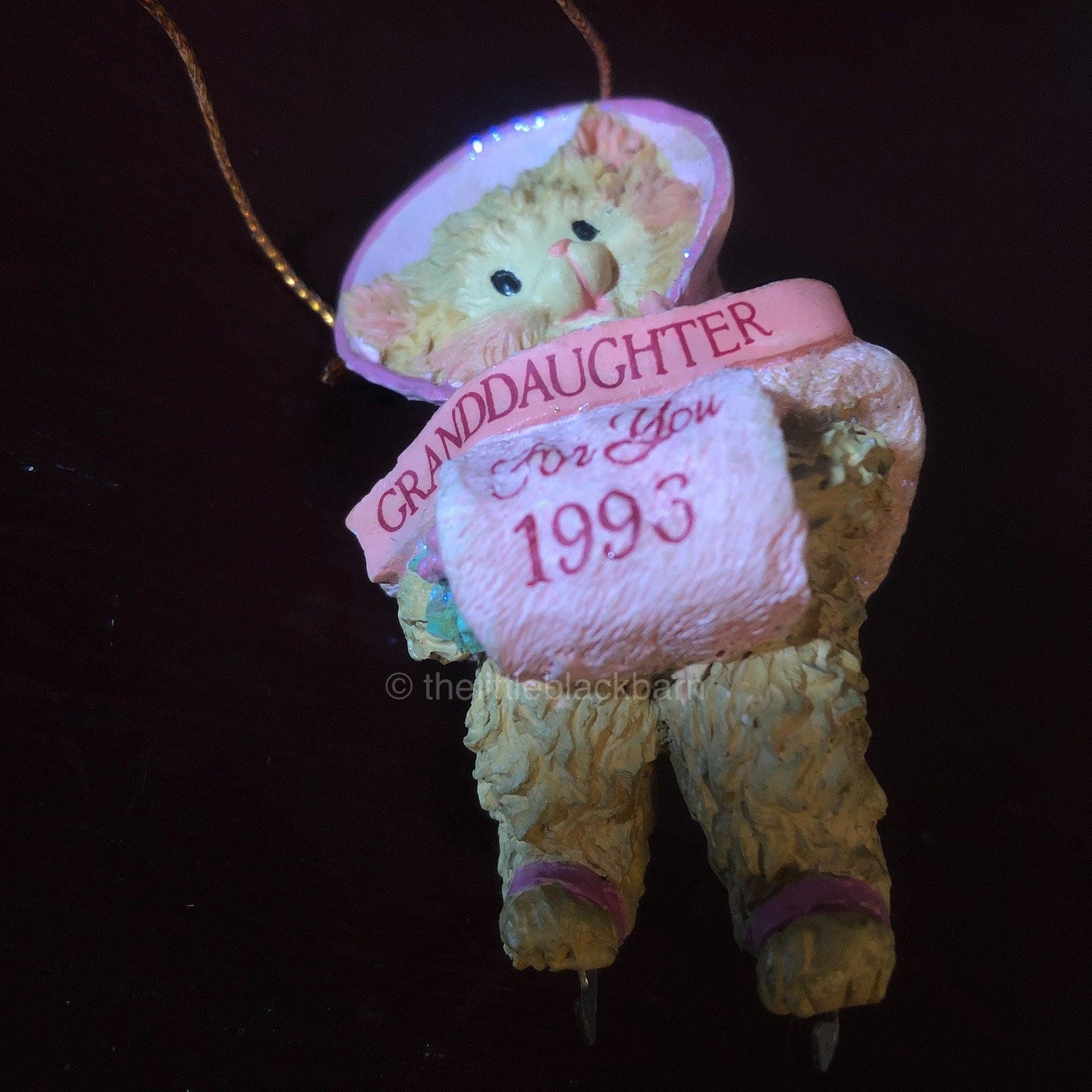 Grandmother For You 1993, Cat in a Pink Bonnet on Ice Skates Ornament