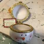 Snowman Head, Gift/Ring Box, Gold Tone Trim, Porcelain Ornament