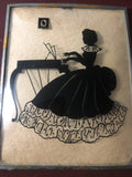 Victorian Lady Playing Spinet Piano, Reverse Painting on Domed Plexiglass in Metal Frame