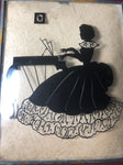 Victorian Lady Playing Spinet Piano, Reverse Painting on Domed Plexiglass in Metal Frame