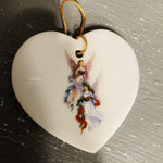 Pair of Angels On Porcelain Heart Shaped Ornament