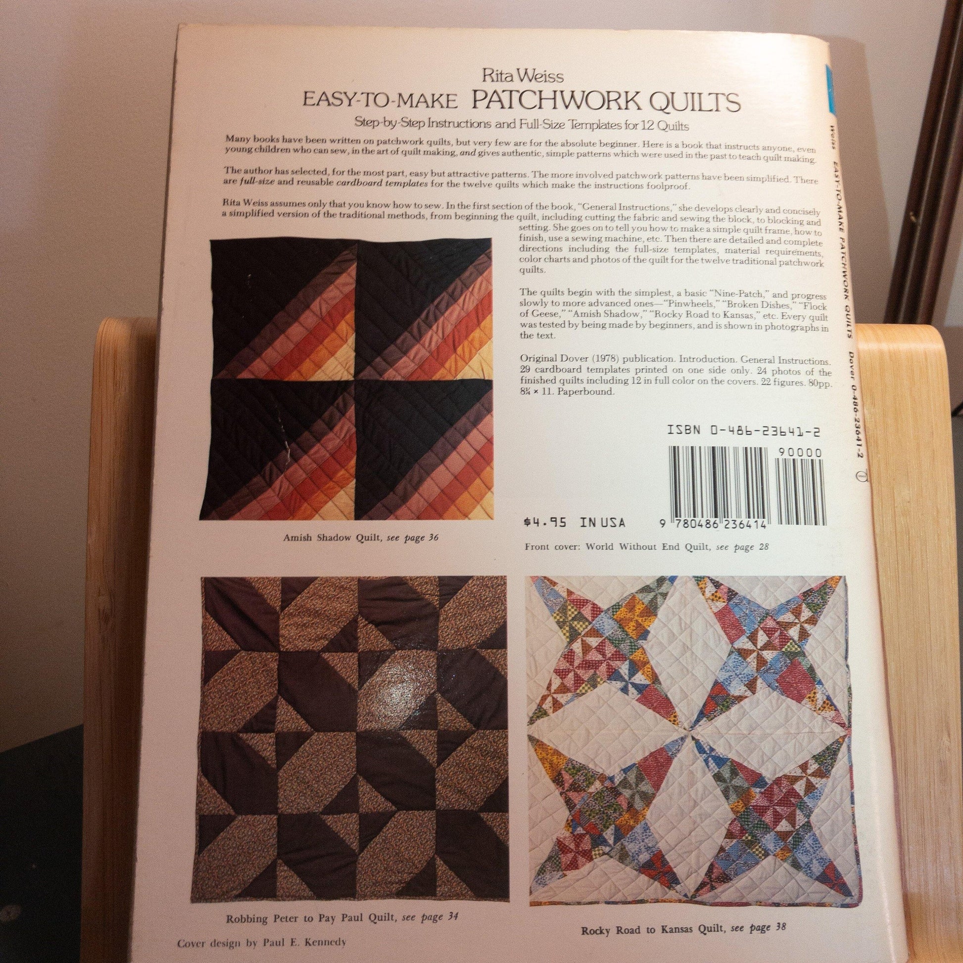 Dover Needlework Series, Rita Weiss Easy To-Make Patchwork Quilts, Templates For 12 Quilts, Vintage 1978 Softcover Book