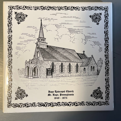 Hope Episcopal Church, Tile Trivet, with Cork Backing, 1849-1974, Vintage 1974, Commemorative, Collectible