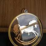 Gold Rocking Horse, In Acrylic Disc, Vintage Ornament