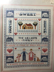 Dimensions, Home Sweet Home, Sampler, Vintage, 1986, Stitched on, 14 Count Aida, 14 by 11 inch, Counted Cross Stitch Kit
