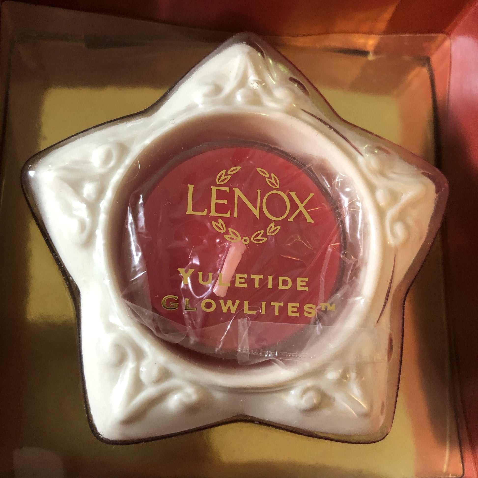 Heart and Star , Tea Lights, Lenox, Yuletide, Glowlites, 1/2 Inch Tea Light Candles Included