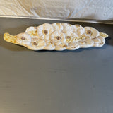 Pretty white floral ceramic vintage trinket dish made in Italy