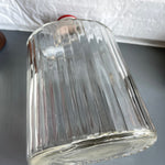 Ribbed Clear Glass Vintage Water Jug with Screw On Metal Cap, Collectible Container