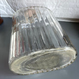 Ribbed Clear Glass Vintage Water Jug with Screw On Metal Cap, Collectible Container