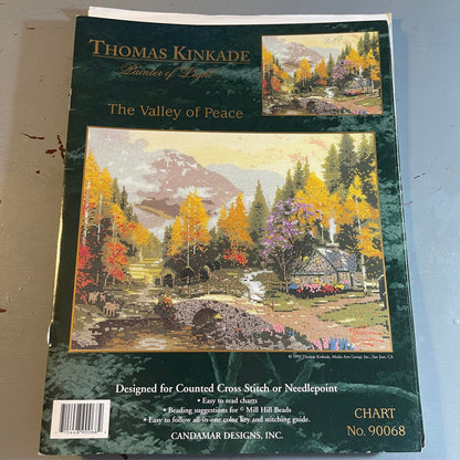 Thomas Kinkade, Painter of Light,  The Valley of Peace, 90068, Vintage 1999, Counted Cross Stitch, or Needlepoint Chart*