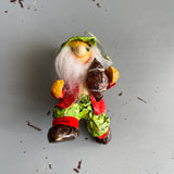 Elf running with the football paper mache' art-craft vintage  Christmas  ornament