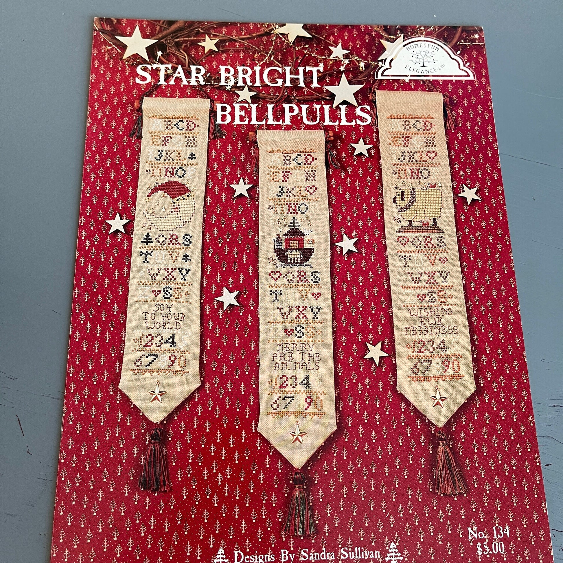 Homespun Elegance, Star Bright, Bell Pulls, 134, Vintage 1993, Counted Cross Stitch Chart