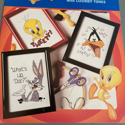 Leisure Arts, Learn To Stitch, with Looney Tunes, 2972, Vintage 1997, Counted Cross Stitch Chart Booklet