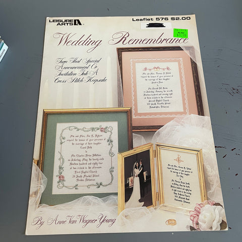 Leisure Arts, Wedding Remembrance, 576, Vintage 1987, Counted Cross Stitch Charts