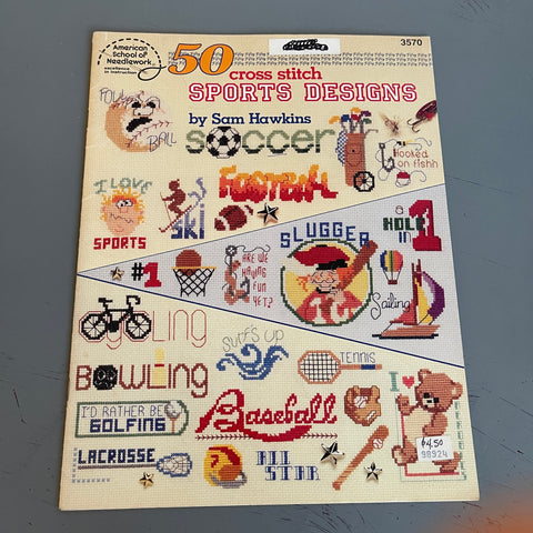 American School of Needlework, 50 cross stitch Sports Designs, Vintage 1991, Counted Cross Stitch Chart Booklet