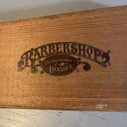 Wooden box ,says barbershops ,old fashion luxury, Vintage, Collectible, small trinket box, with hinges, no latch*