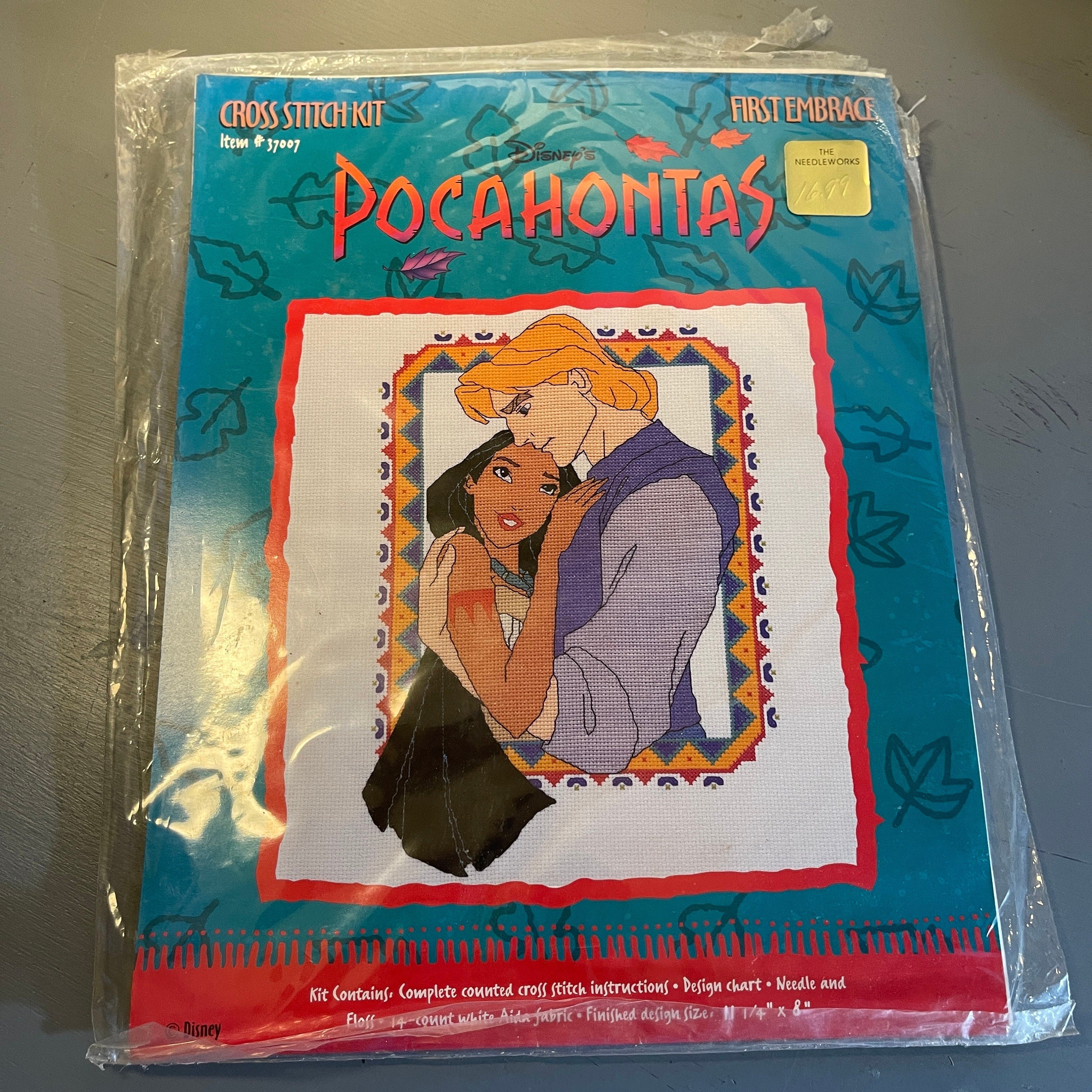 Disney's Pocahontas First Embrace 37007 Counted Cross Stitch Kit, Stitched  On 14 Count White AIDA